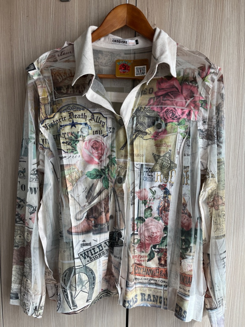 Women's Sheer Floral Button-Down Shirt - Light Multi